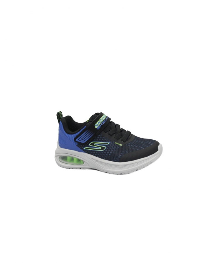 SKECHERS 404105L MICROSPEC blu black blue lime scarpe bambino strappo elastico tessuto sneakers