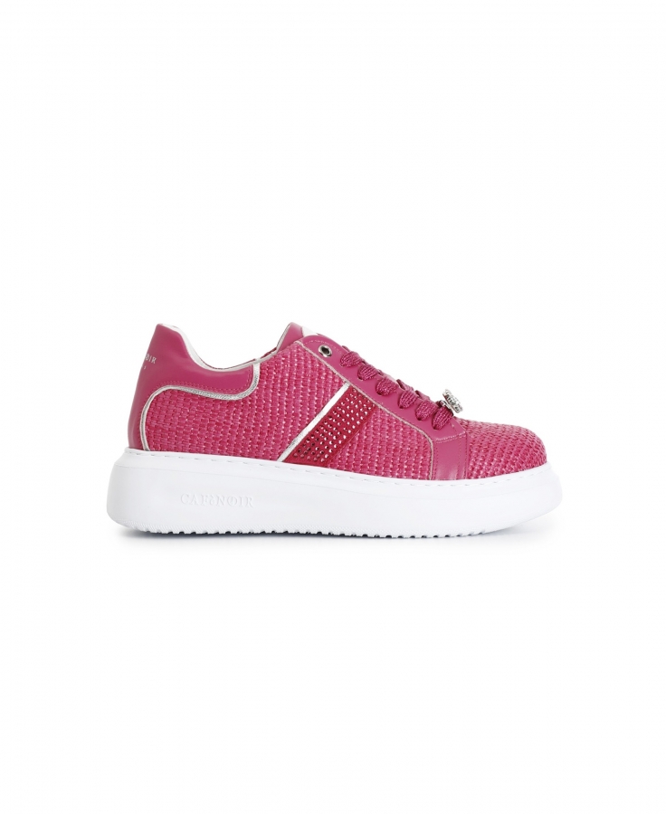 CAFè NOIR DE9010 fuxia scarpe donna sneakers lacci pelle rafia
