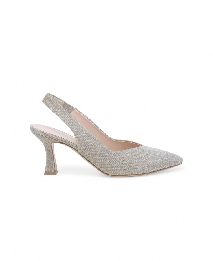 MELLUSO D168 247225 platino scarpe donna decolletè slingback pelle punta tacco glitter