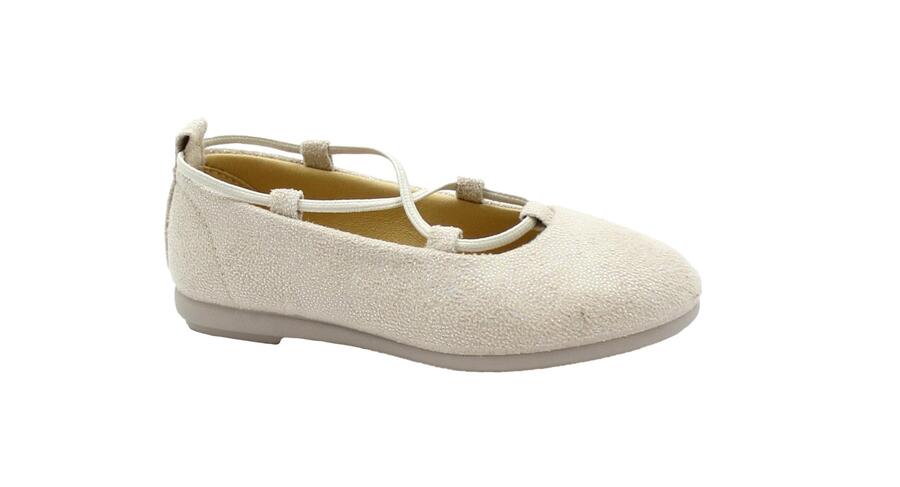 GRUNLAND GOOD SC5280 platino beige scarpe ballerina bambina laccio elastico glitter