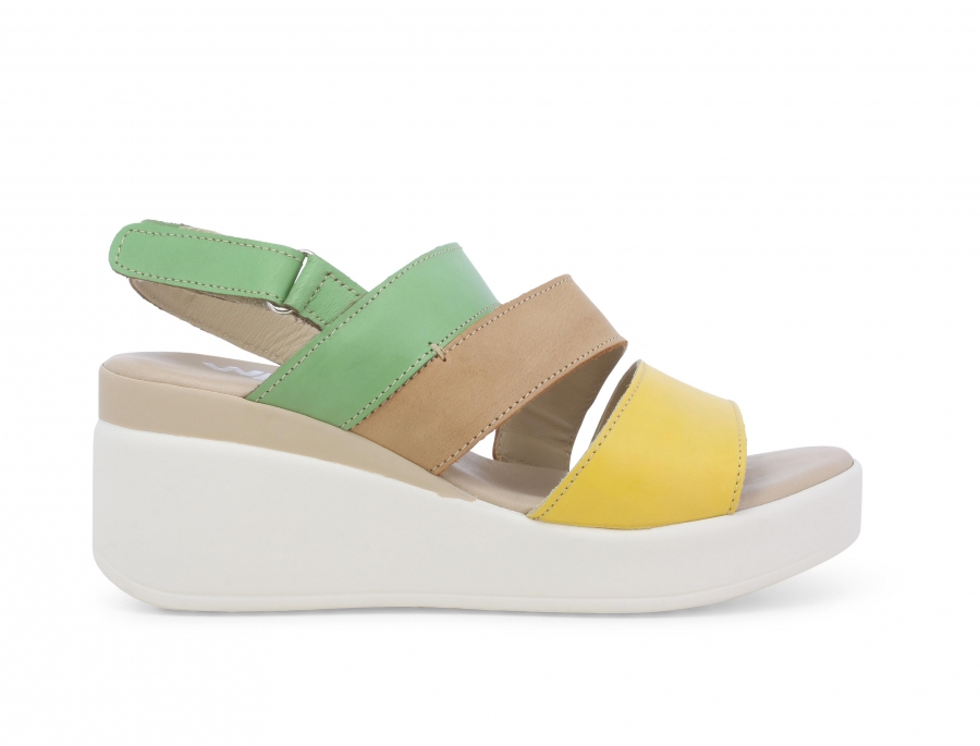 Sandalo donna comodo il pelle multicolor 019147z
