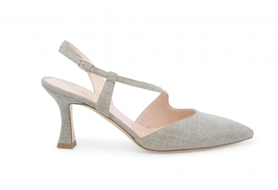 Décolleté donna slingback in tessuto galassia platino e1634zv