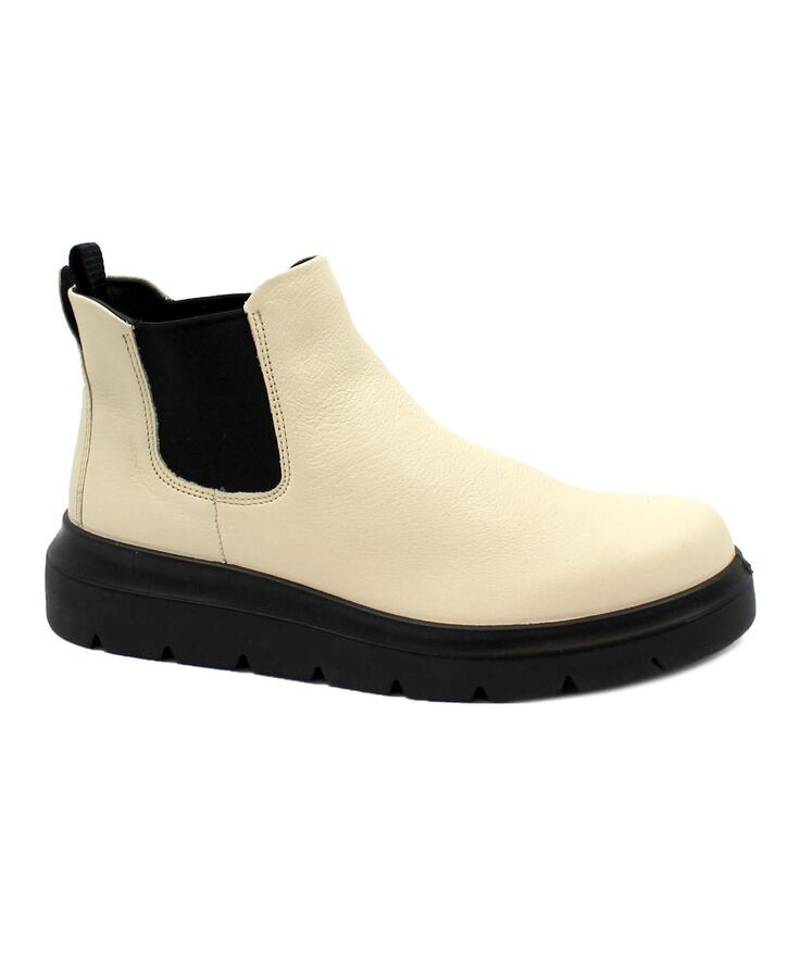 ECCO 216233 NOUVELLE limestone bianco scarpe donna stivaletti beatles elastici pelle