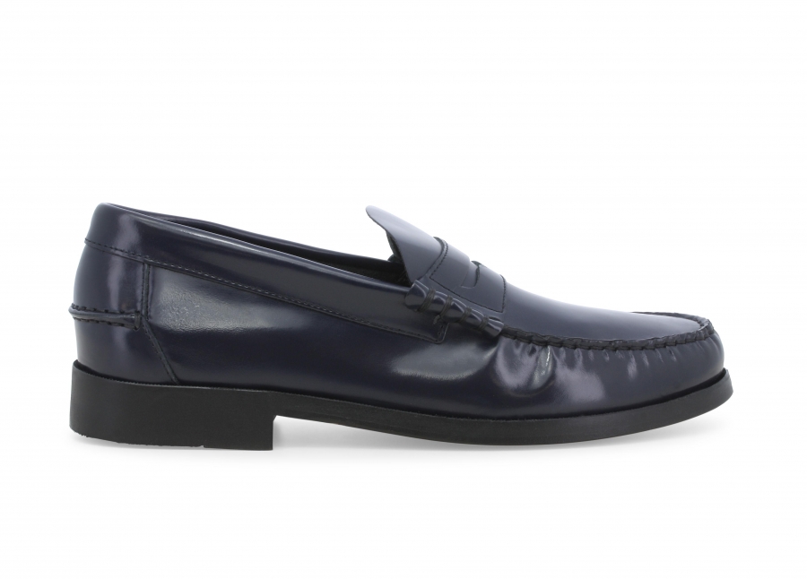 Mocassino uomo in pelle abrasivato blu u18209z