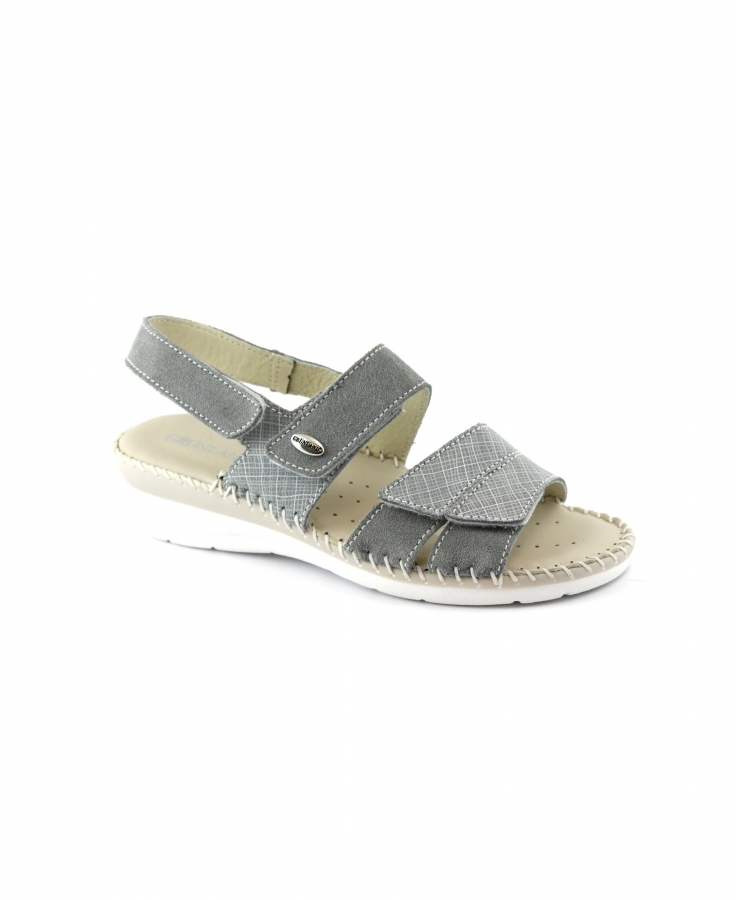 GRUNLAND CERA SA1781 grigio scarpe donna sandali pelle strappi comfort