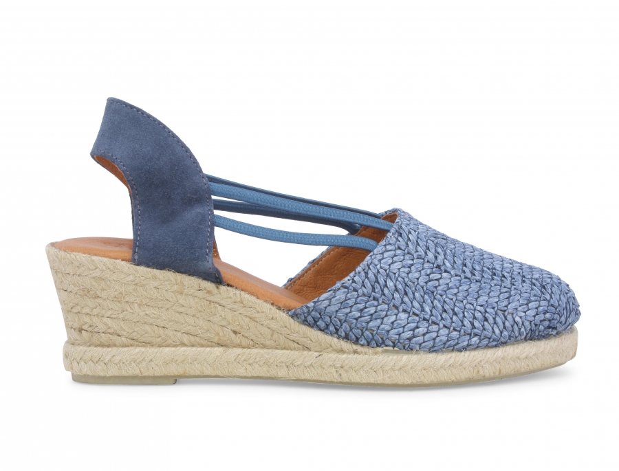 Espadrillas donna in tessuto rafia blu 018215z