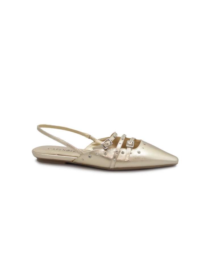 CAFè NOIR ED4012 platino ballerina donna cinturini caviglia punta pelle