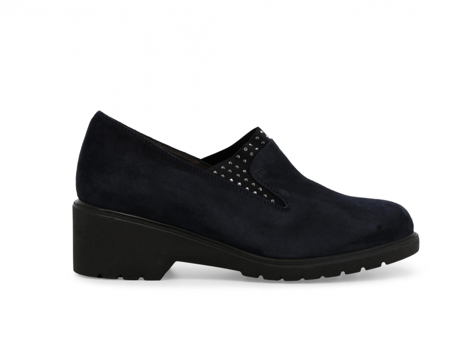 Mocassino donna in camoscio blu navy r35738z