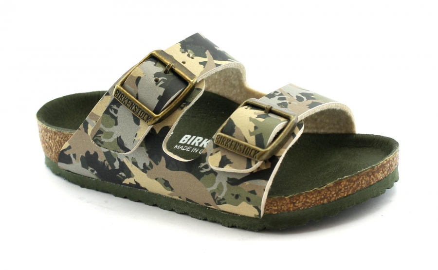 BIRKENSTOCK ARIZONA KIDS 1012684 dino camo khaki ciabatta bambino fibbie