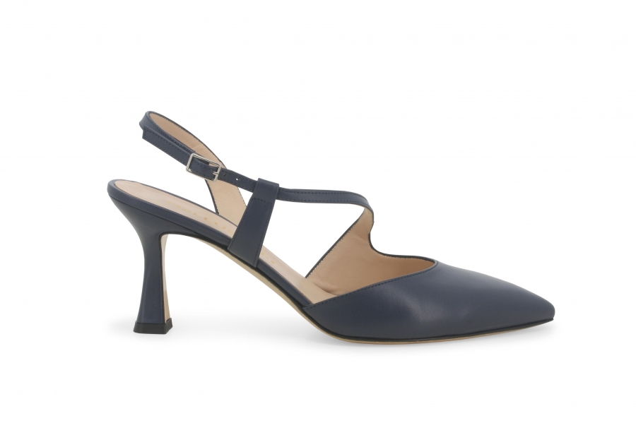 Décolleté donna slingback in pelle blu abyss e1634zv