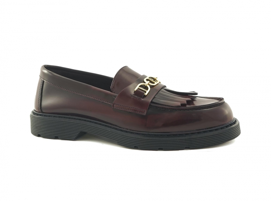 VSI NOEL mocassini vegan rosso scuro lucidi frange morsetto Made in Italy