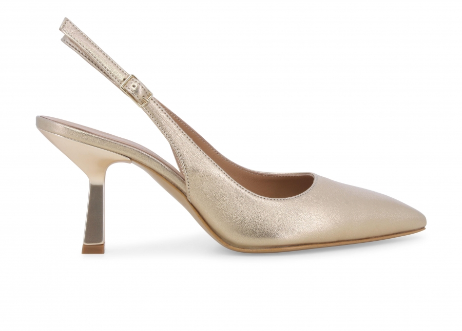 Décolleté donna slingback in pelle platino d192