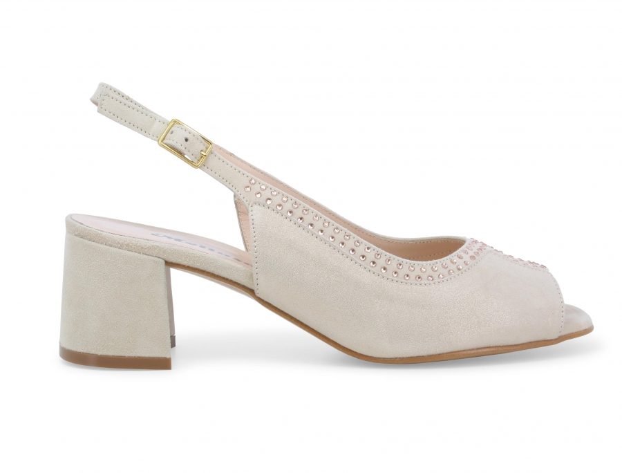 Sandalo donna comodo elegante in camoscio beige s633z