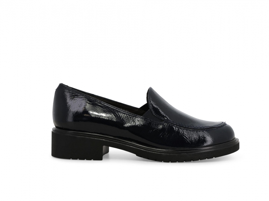 Mocassino donna in morbida vernice blu navy r35511z