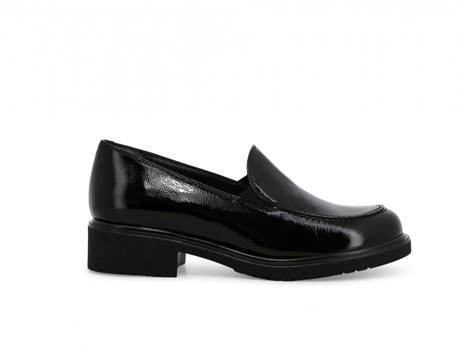 Mocassino donna in morbida vernice nero r35511z