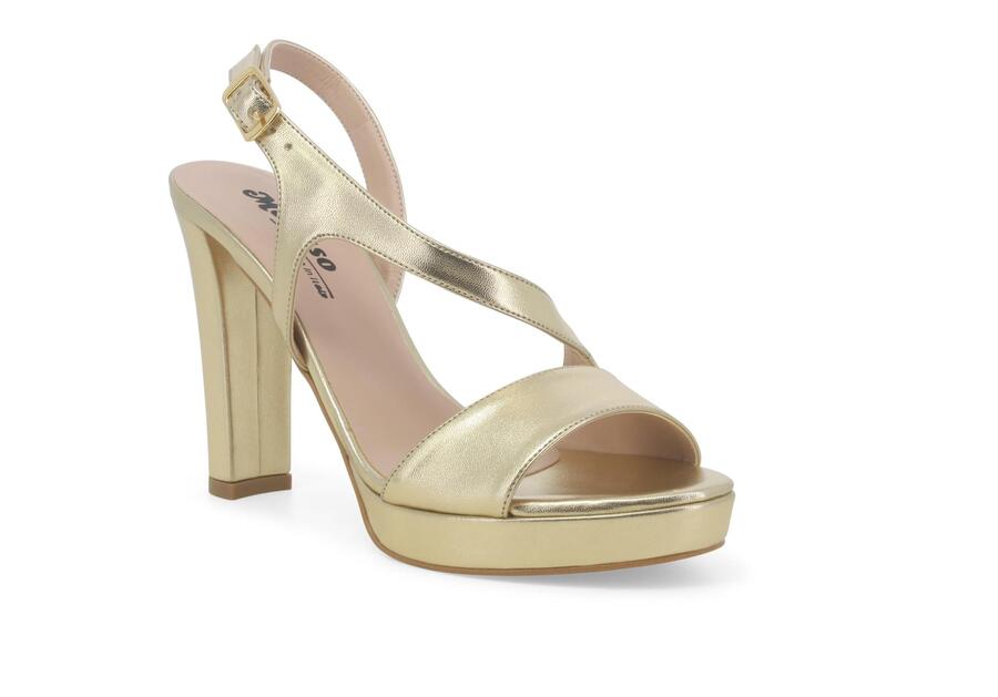MELLUSO J616 platino scarpe donna sandalo tacco plateaux fascia trasversale