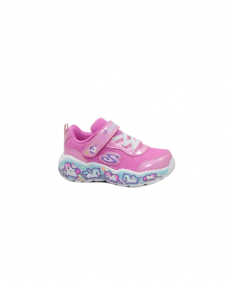 SKECHERS 303158N PLAY SCENE pink rosa scarpe bambina sneakers strappo elastico