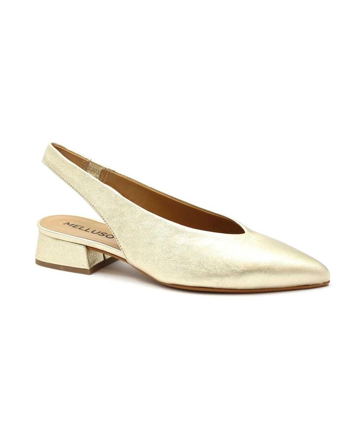 MELLUSO D156W platino scarpe donna sandali slingback tacco basso punta glitter