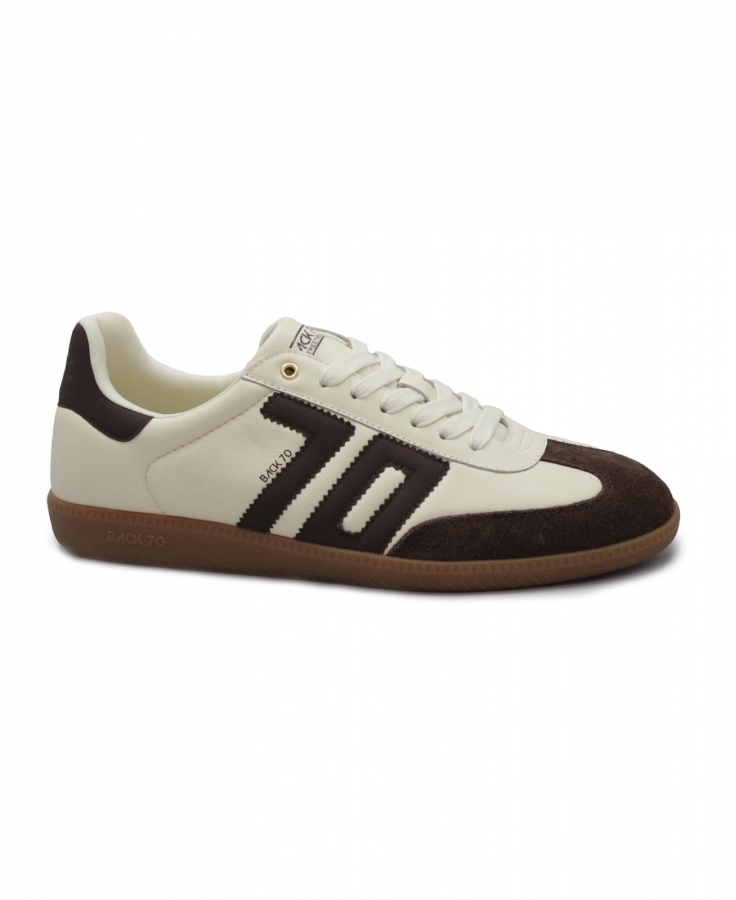 BACK 70 108002 CLOUD NM12 sponge milk beige marrone scarpe uomo sneakers lacci pelle