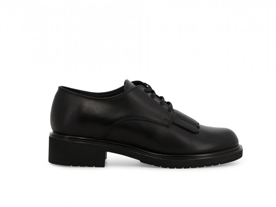 Mocassino allacciato donna in pelle nero r35503z