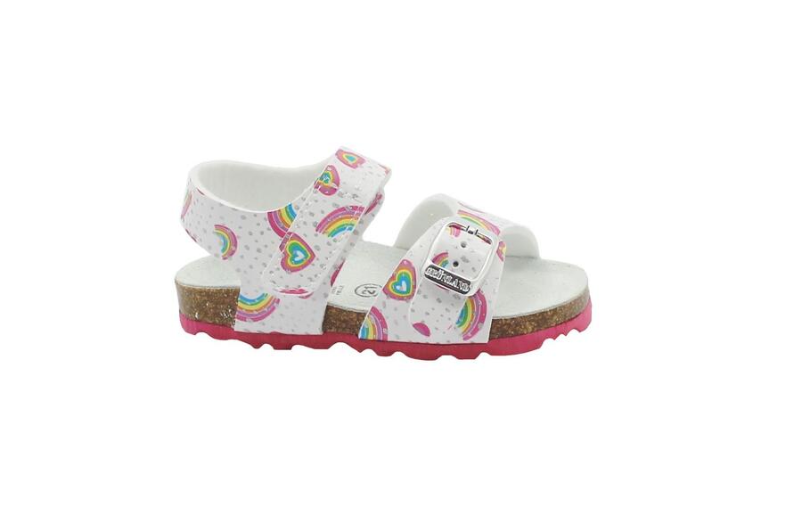 GRUNLAND ARIA SB1815 21/25 bianco multi sandali bambina strappo fibbia anatomico arcobaleno