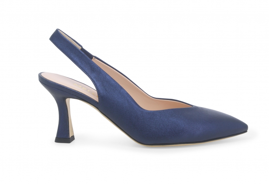 Décolleté donna slingback in pelle blu abyss d168zv