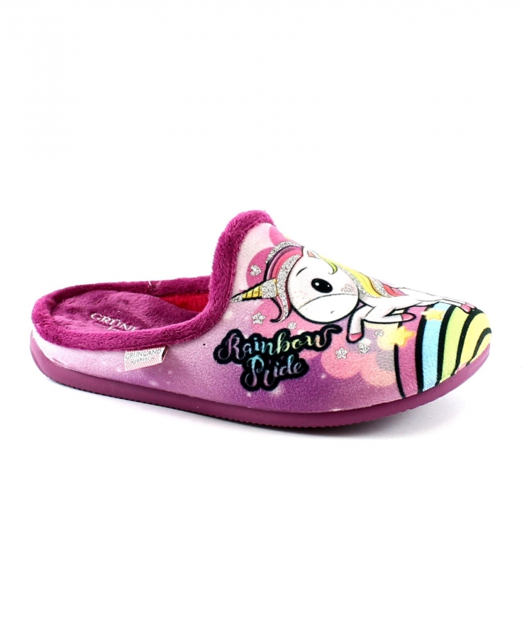 GRUNLAND MILK CI2669 fuxia ciabatte pantofole bambina ragazza tessuto unicorno