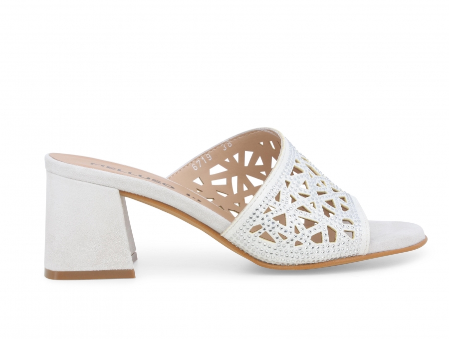 Ciabatta donna comodo in camoscio bianco n657