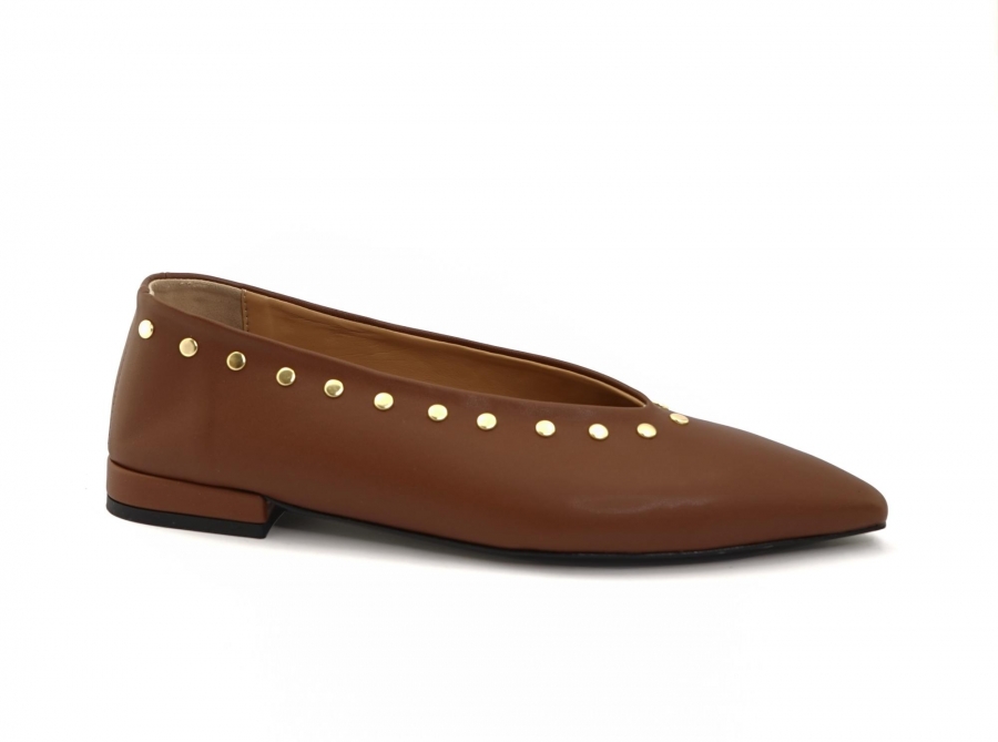 VSI BALLET ballerine marroni vegan accollate punta borchie Made in Italy
