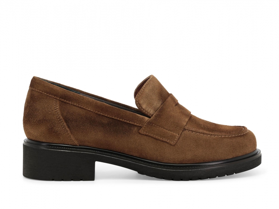 Mocassino donna in camoscio morbidissimi beige sigaro r35512z