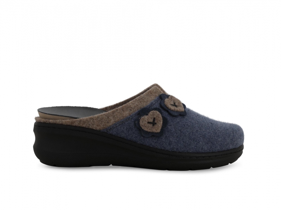 Pantofola donna in tessuto blu pd902z