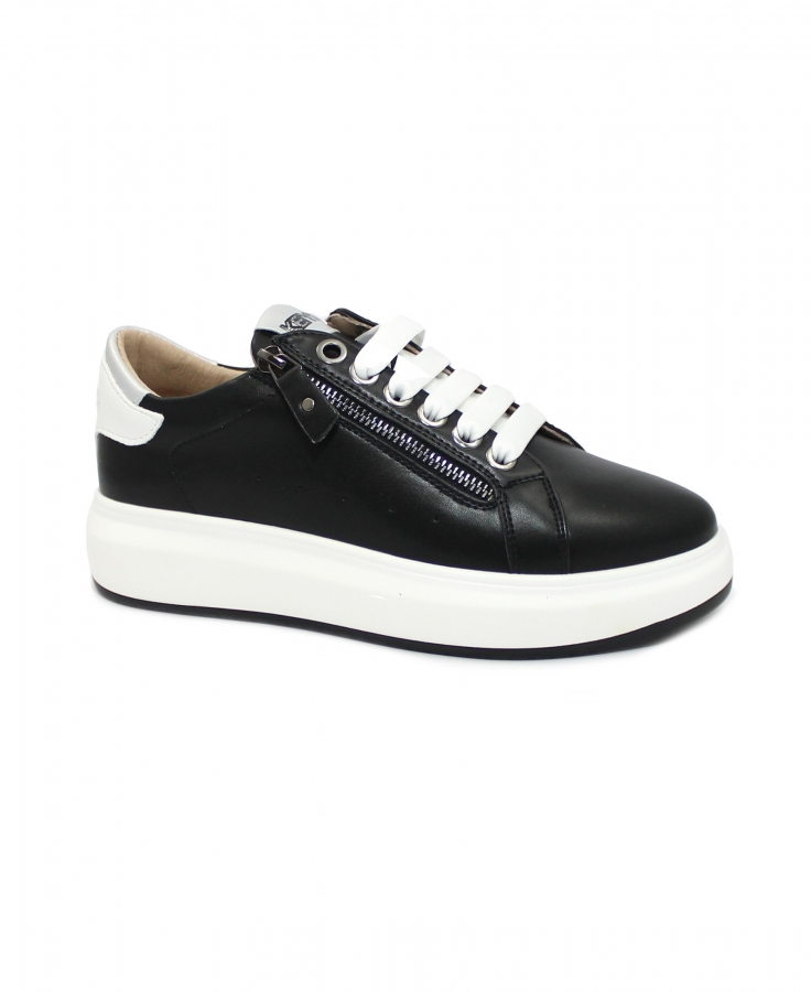 KEYS 9803 black silver nero argento scarpe sneakers donna lacci zip