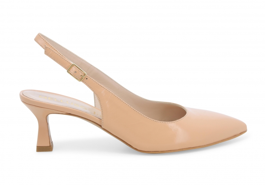 Décolleté donna slingback in pelle carne d166z