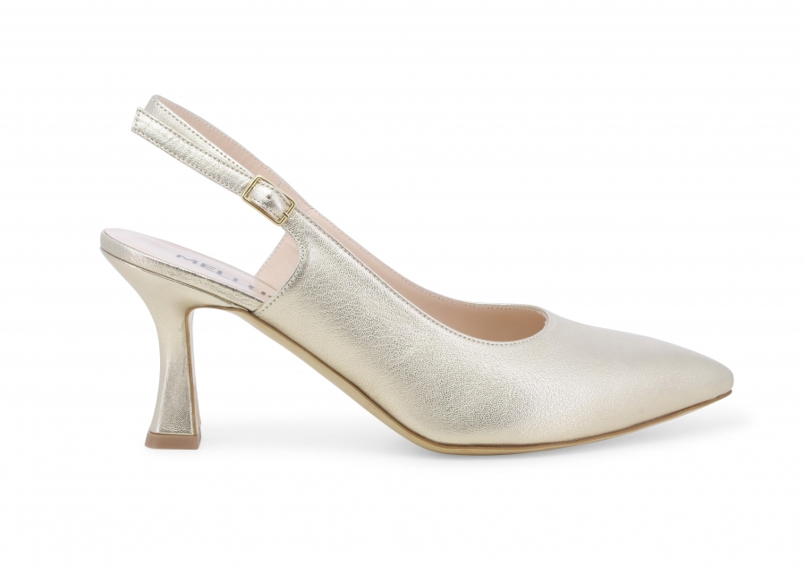 Décolleté donna slingback in pelle wash platino d165z