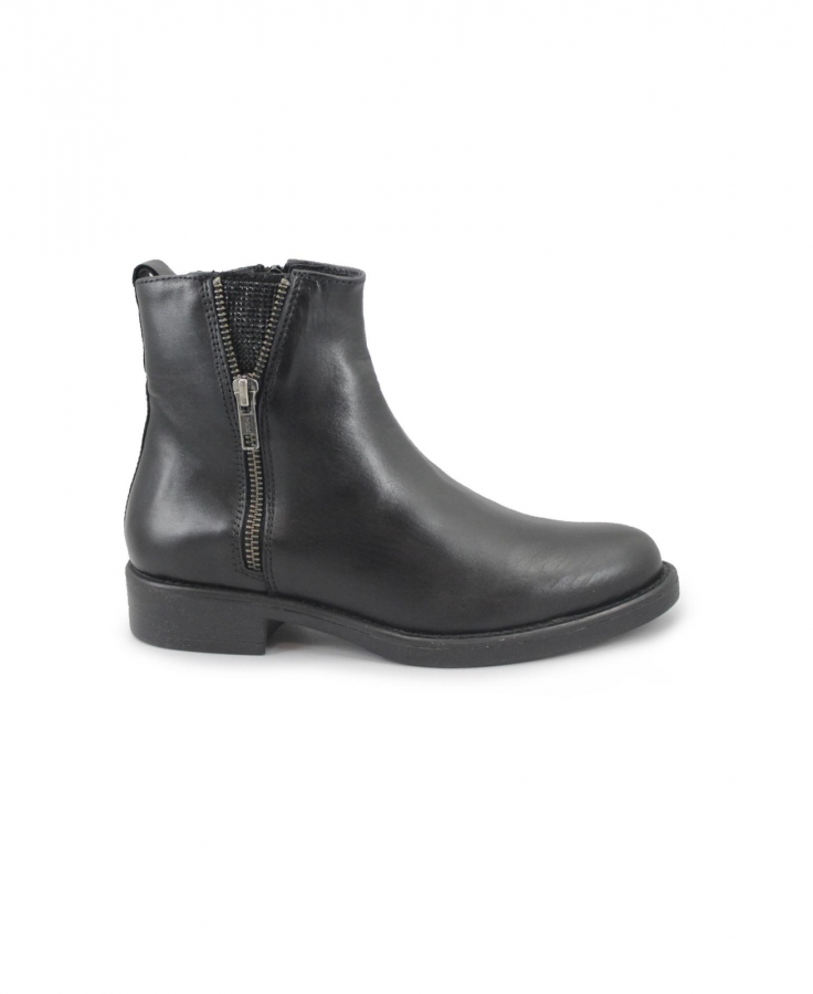 CAFè NOIR XM1027 nero scarpe donna beatles scarponcino lacci zip pelle