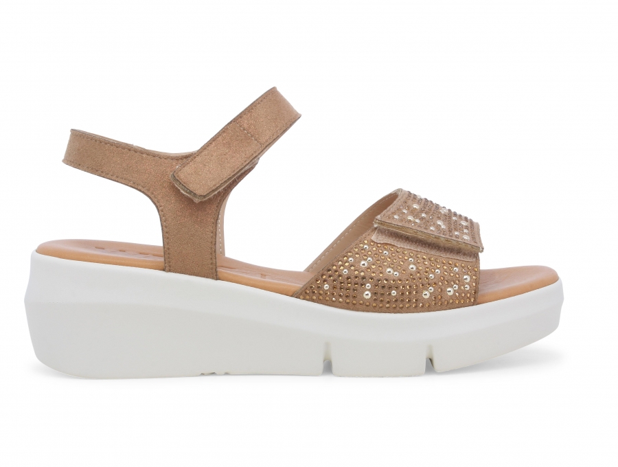 Sandalo donna in tessuto bronzo r80439