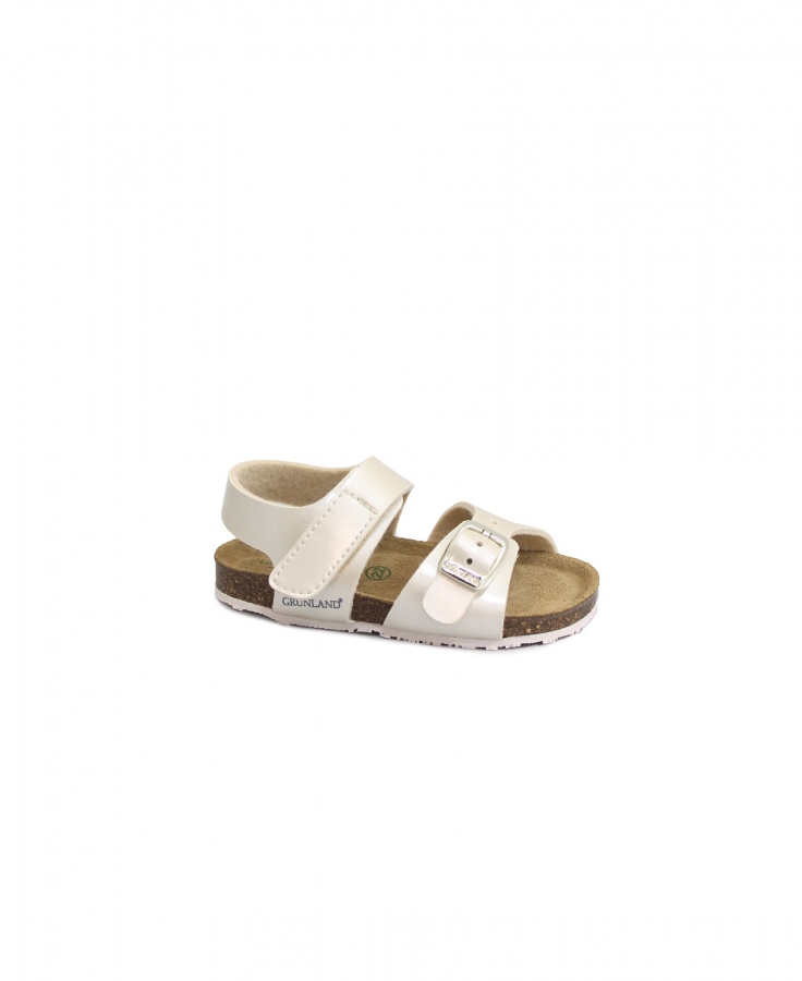 GRUNLAND AFRE SB1100 platino sandalo bambina strappo fibbia re-soft pelle