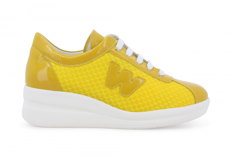 Sneakers donna in tessuto e vernice giallo r20252z