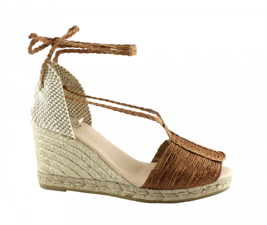 SUYUTE 6716 cuero cuoio scarpe sandali donna zeppa corda laccio espadrillas