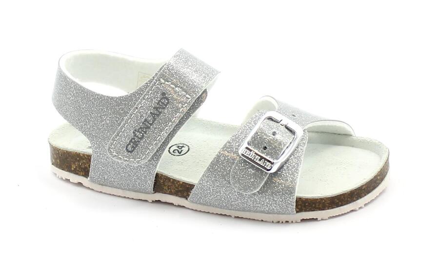 GRUNLAND AFRE SB1257 argento sandalo bambina strappo fibbia glitter