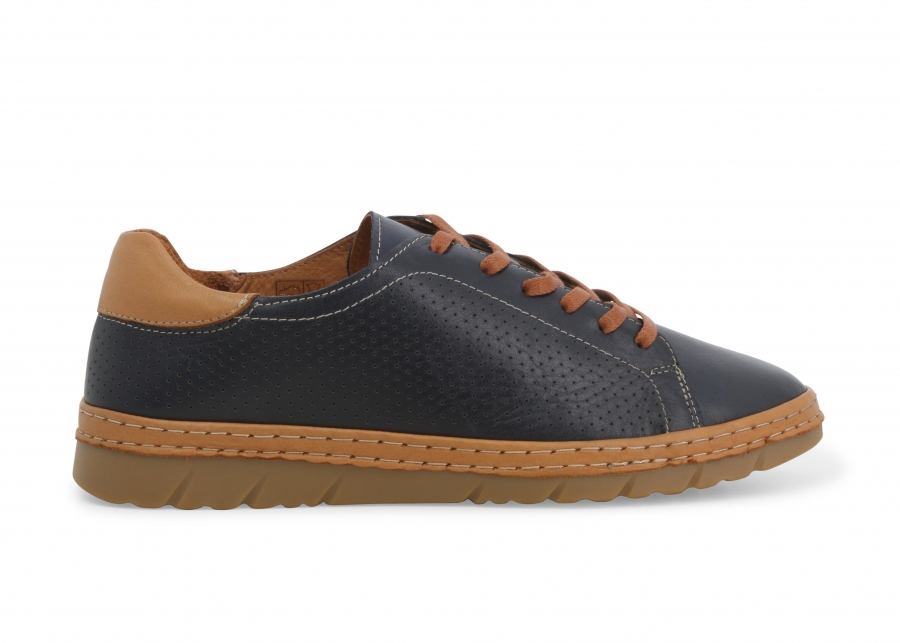 Scarpa donna allacciata in pelle blu e cuoio k70006z