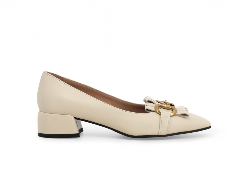 Décolleté donna in pelle bianco milk v5342z