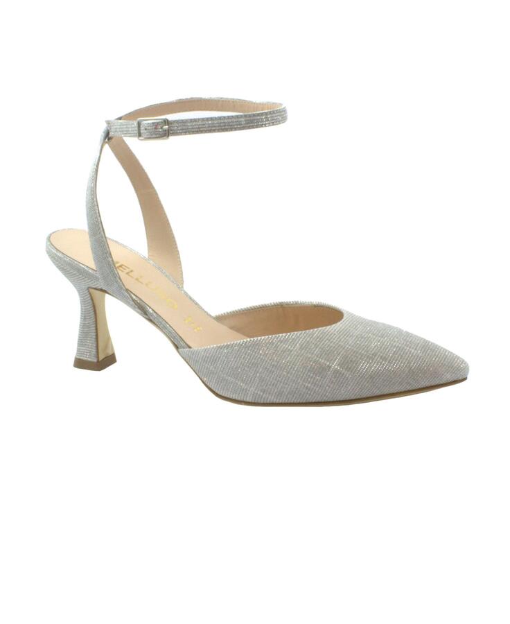 MELLUSO E1652 argento scarpe donna decolletè sandalo punta chiusa cinturino tessuto glitterato