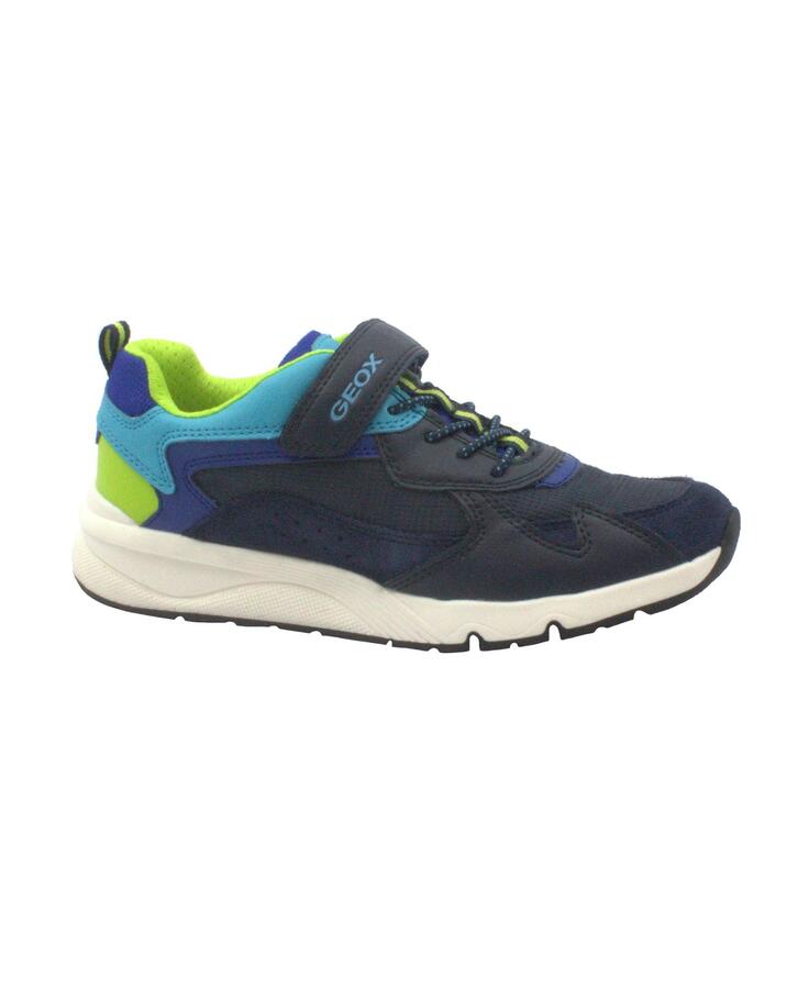 GEOX J26H0C 36/38 navy lime blu scarpe bambino sneakers strappi pelle traspiranti