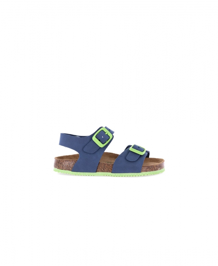 GRUNLAND META SB1329 blu lime sandalo bambino fibbie birk