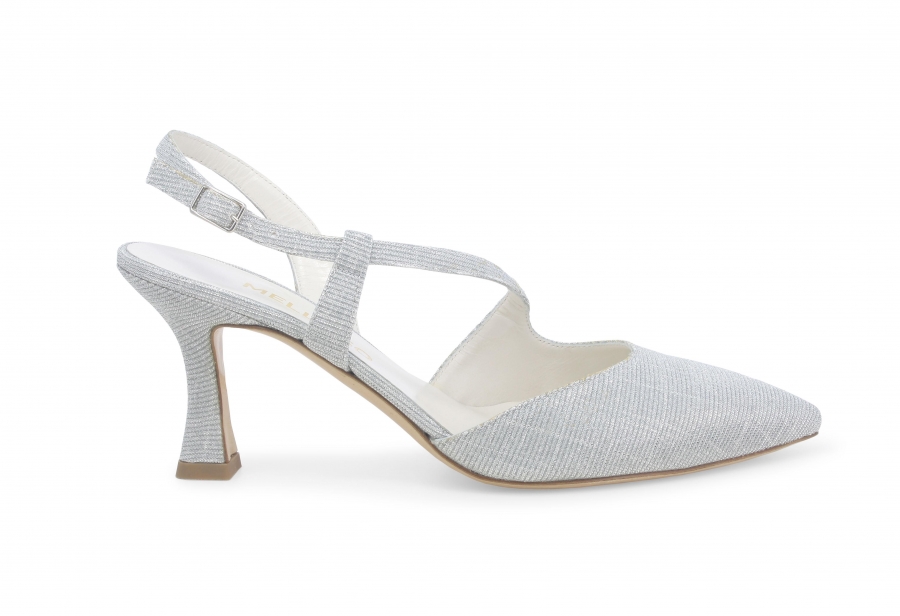 Décolleté donna slingback in tessuto galassia argento e1634zv