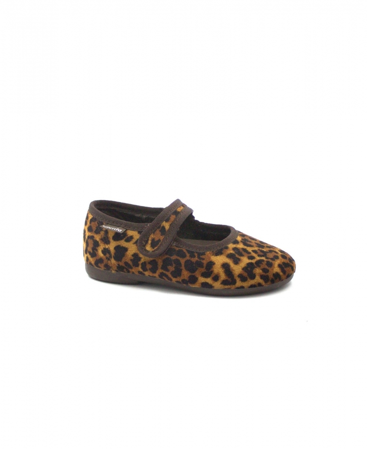 CIENTA 500050 31/34 marron strappo leopardato scarpe bambina ballerina velluto