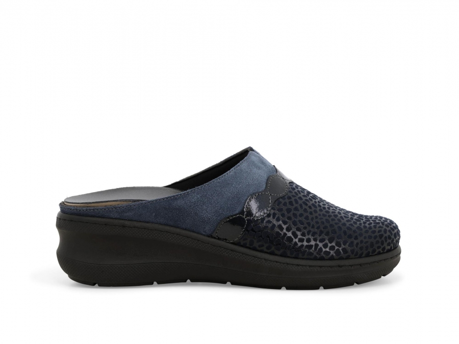 Pantofola donna in pelle blu pd900z