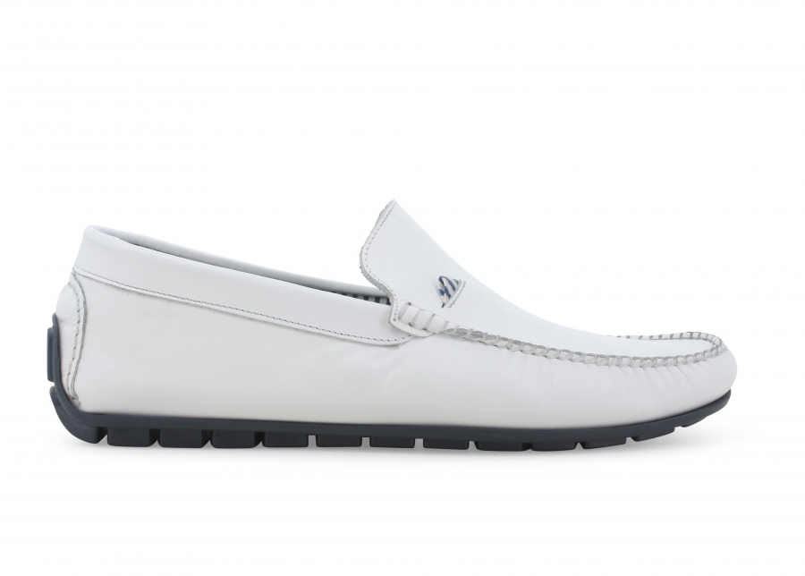 Mocassino uomo in pelle bianco u16017z