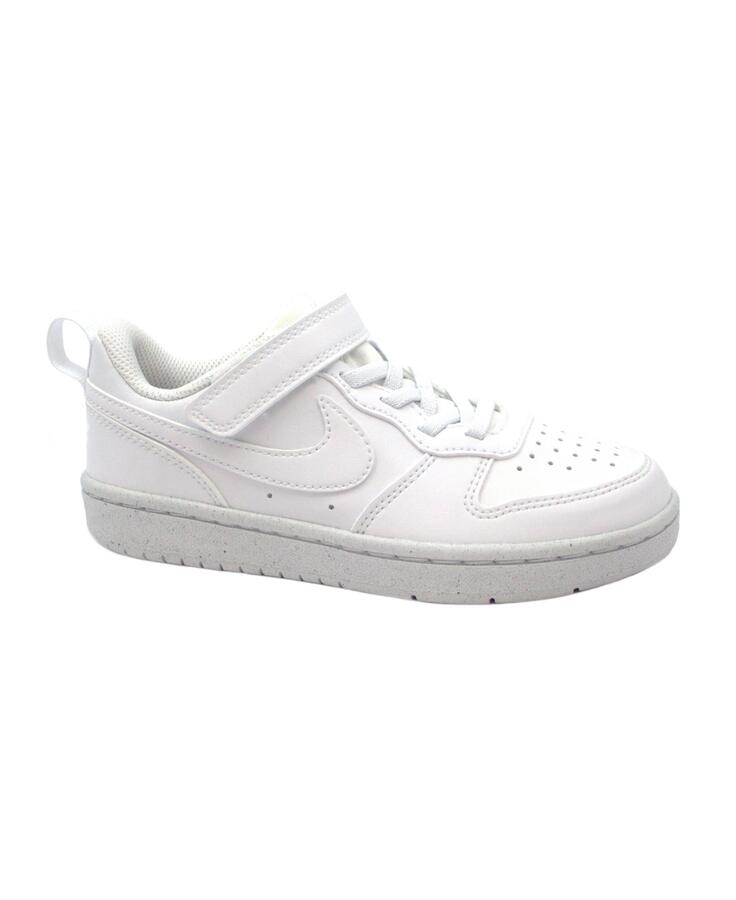NIKE DV5457 COURT BOROUGH LOW white bianco scarpe bambino pelle strappo + laccio elastico